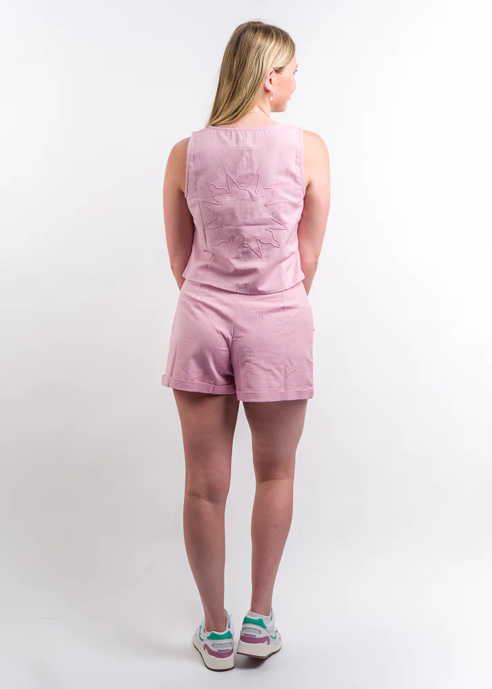 Native Youth Prita Linen Blend Cargo Short & Waistcoat - Purple - Image 4