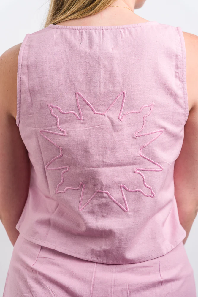 Native Youth Prita Linen Blend Cargo Short & Waistcoat - Purple - Image 6