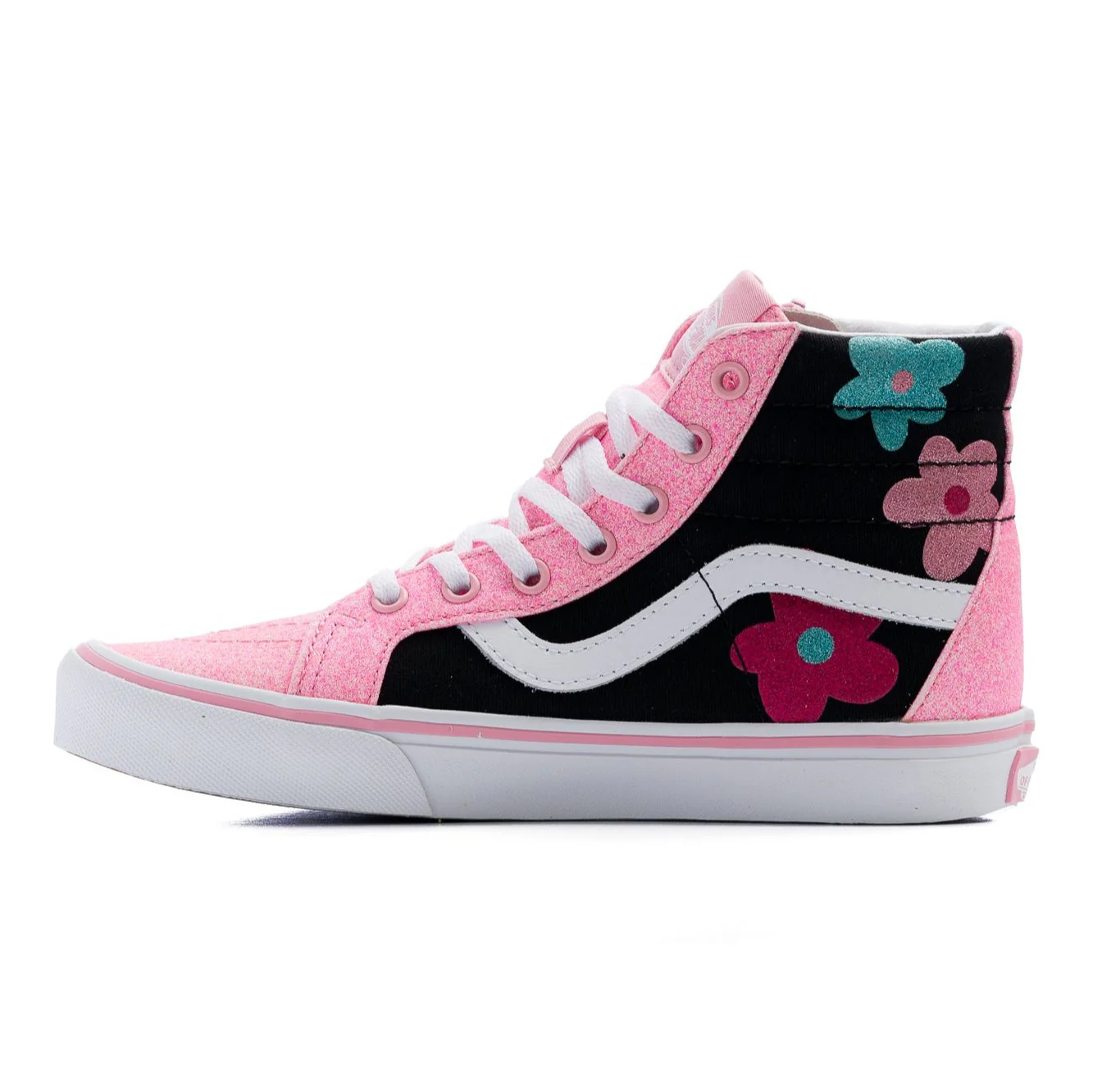 Vans Sk8-Hi Reissue Side Zip Glitter Shoe - Flower Power Multi/True White - Image 4