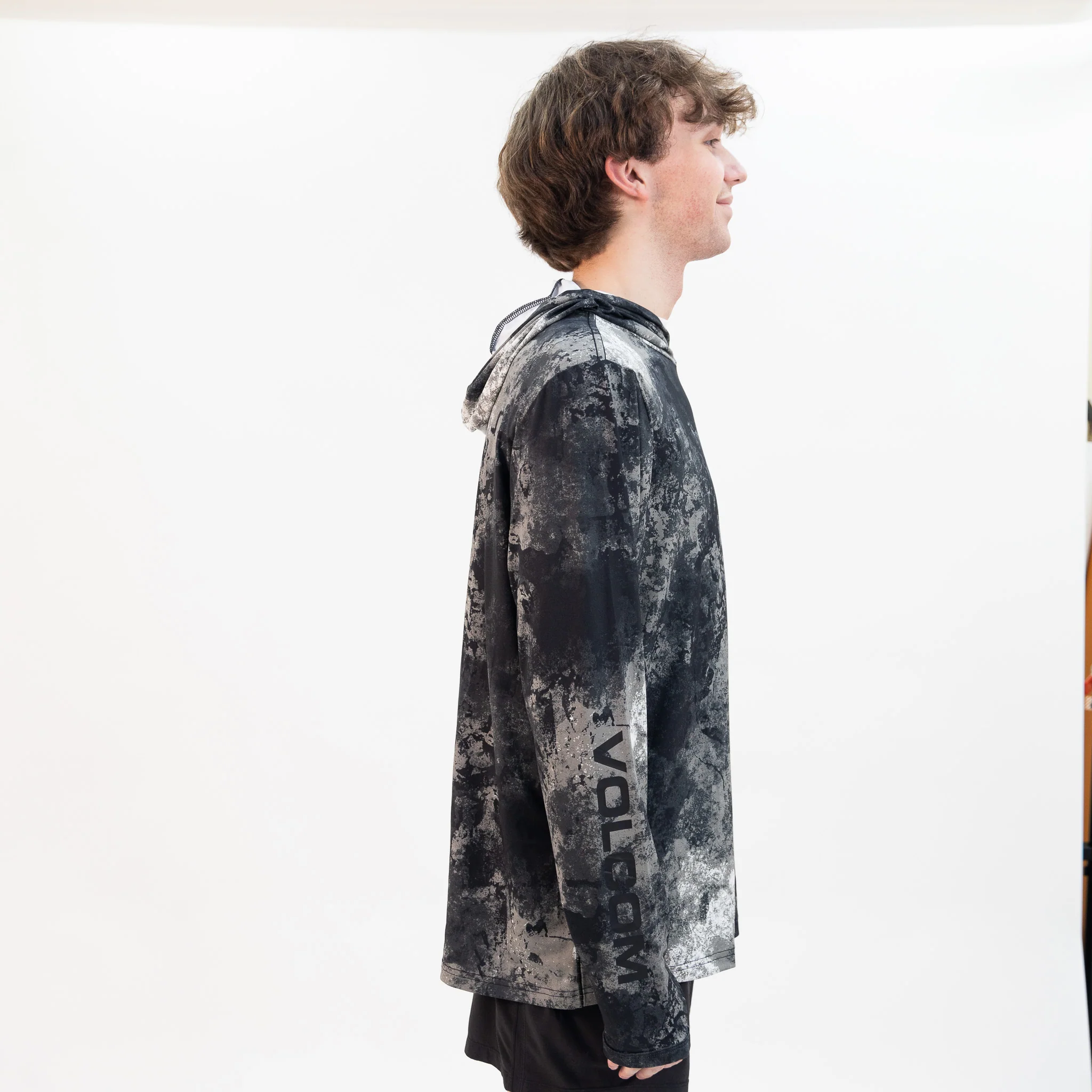 Volcom Surf Vitals Stack Hooded Long Sleeve Shirt - Black - Image 4